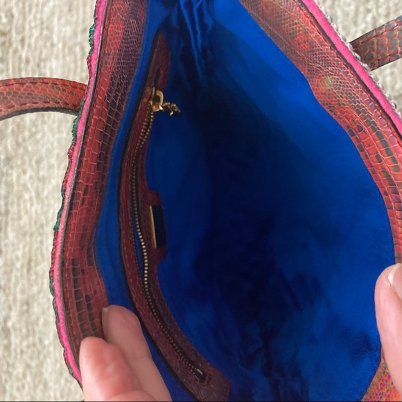 AUTH FENDI VINTAGE TAPESTRY FLORAL BEADED TEXTURED JEWELED SNAKE MINI TOTE BAG!! - Picture 12 of 14